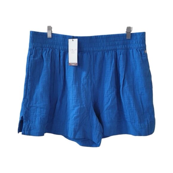 CALIA Inverted Pleat Pull On Royal Blue Elastic Waist 5” Inseam Shorts Large New - Picture 4 of 7
